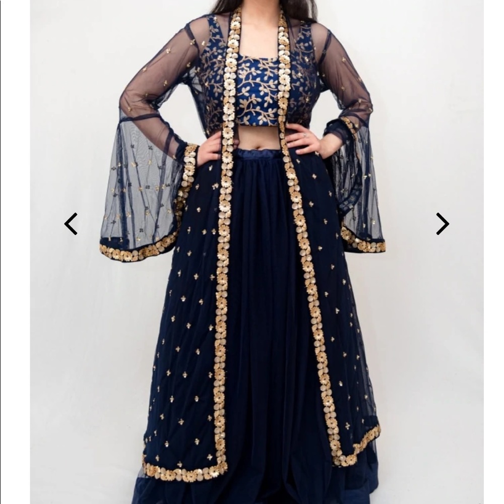 Blue and Gold Lehenga